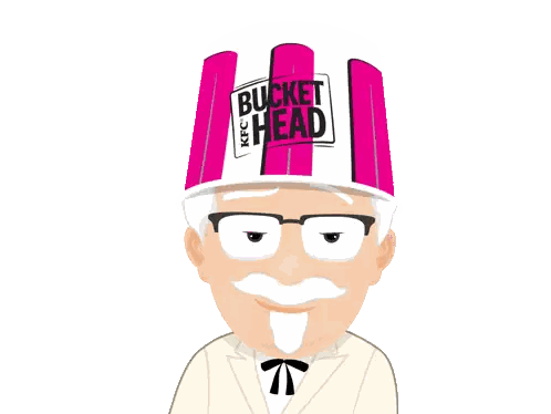 Man Wearing Pink And White Bucket Head Sticker