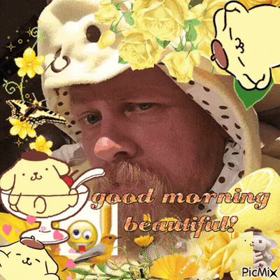 Man Wearing Pompompurin Hat Good Morning Beautiful GIF