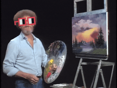 Man Wearing Red And White Glasses Holding Palette GIF