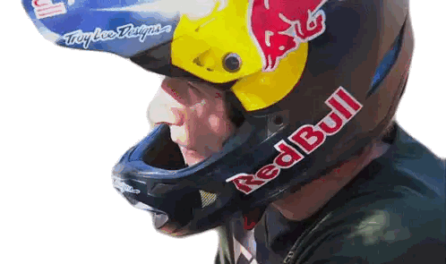 Man Wearing Redbull Helmet Sticker
