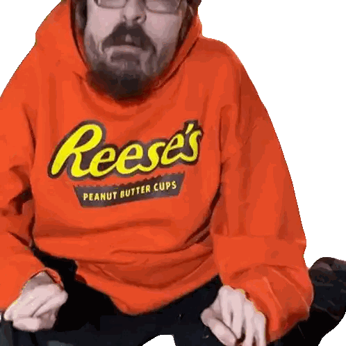 Man Wearing Reese's Sweatshirt Sticker