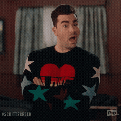Man Wearing Schitts Creek Sweater GIF