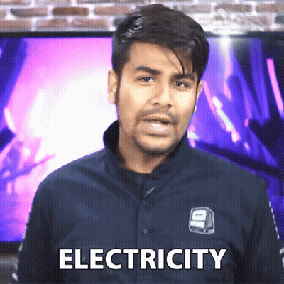 Man Wearing Shirt Saying Electricity GIF