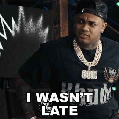 Man Wearing Shirt Saying I Wasn't Late GIF