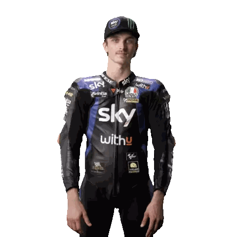Man Wearing Sky With U Jacket Sticker