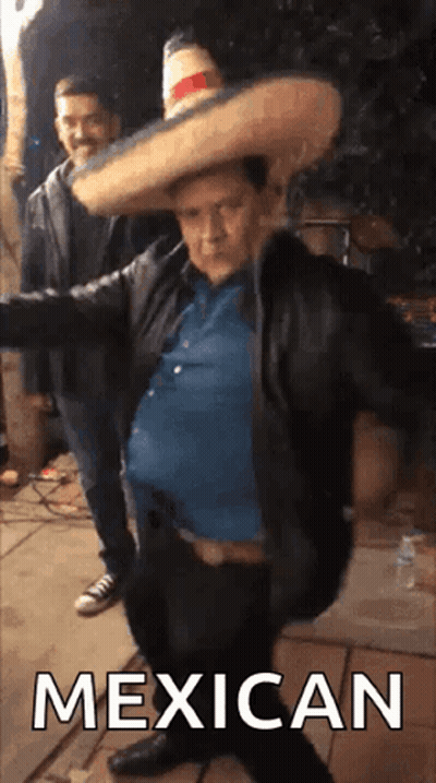 Man Wearing Sombrero And Mexican Text GIF