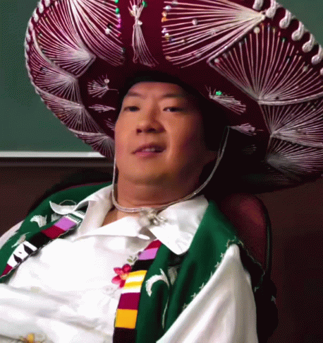 Man Wearing Sombrero And Vest Saying I GIF