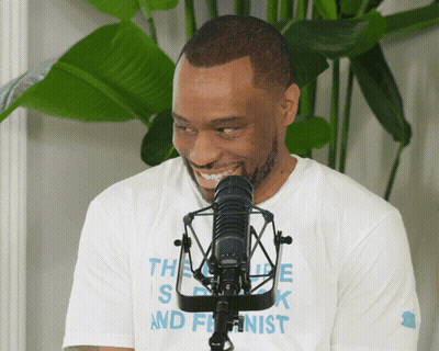 Man Wearing Speak And Feminist T-Shirt GIF