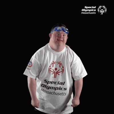 Man Wearing Special Olympics Massachusetts T-Shirt GIF