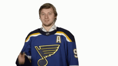 Man Wearing St Louis Blues Jersey Number 9 GIF