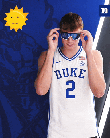 Man Wearing Sunglasses And Duke Jersey Number 2 GIF
