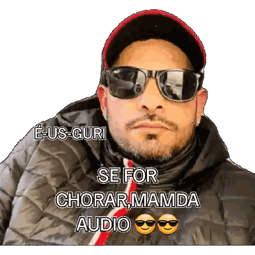 Man Wearing Sunglasses And Hat Says E-US-CURI SE Sticker