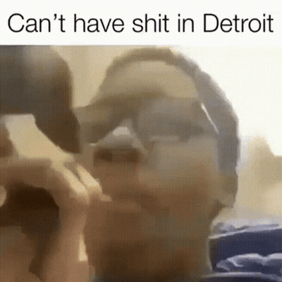 Man Wearing Sunglasses And Hat With Detroit Quote GIF