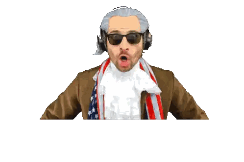 Man Wearing Sunglasses And Headphones Pointing Sticker