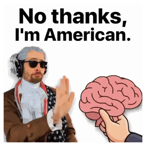 Man Wearing Sunglasses And Headphones Saying No Thanks I M American Sticker