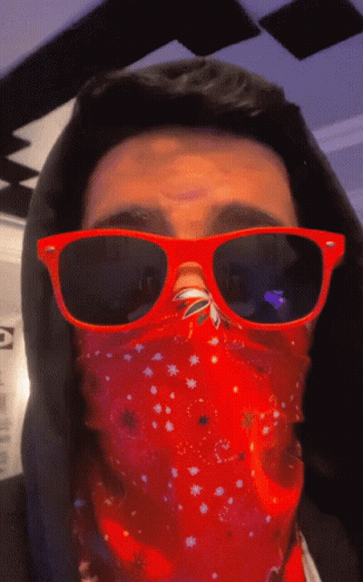 Man Wearing Sunglasses And Red Bandana GIF