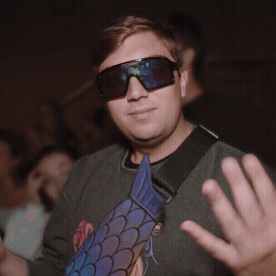 Man Wearing Sunglasses And Shirt With A Sleeve GIF
