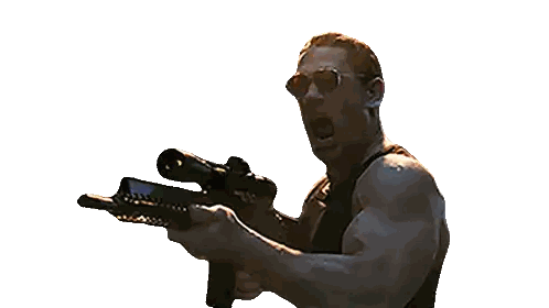 Man Wearing Sunglasses Holding Gun Sticker
