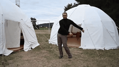 Man Wearing Sunglasses Saying Camping Means Vodka GIF