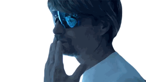 Man Wearing Sunglasses With Face Reflection Sticker