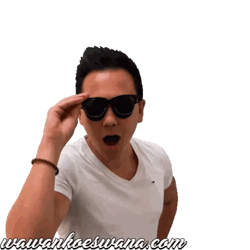 Man Wearing Sunglasses With Teuing Ah Sticker