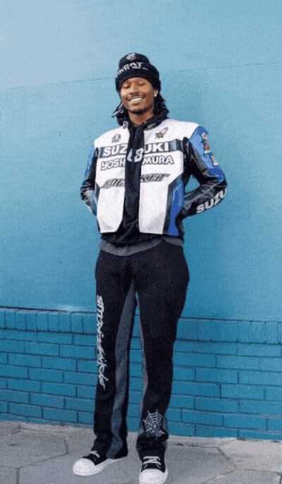 Man Wearing Suzuki Yoshimura Jacket GIF