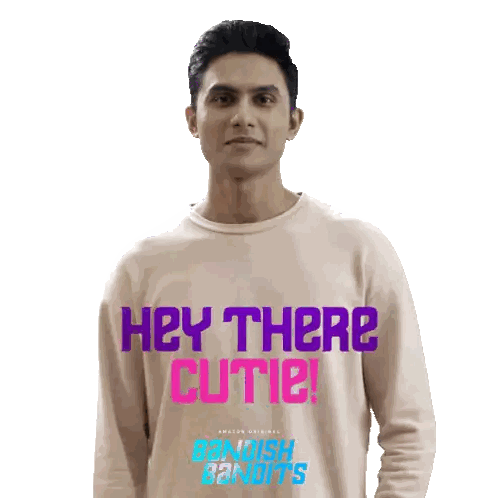 Man Wearing Sweatshirt Hey There Cutie Sticker