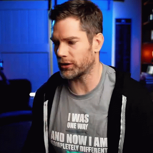 Man Wearing T-Shirt I Was One Way And Now I Am Completely Different GIF