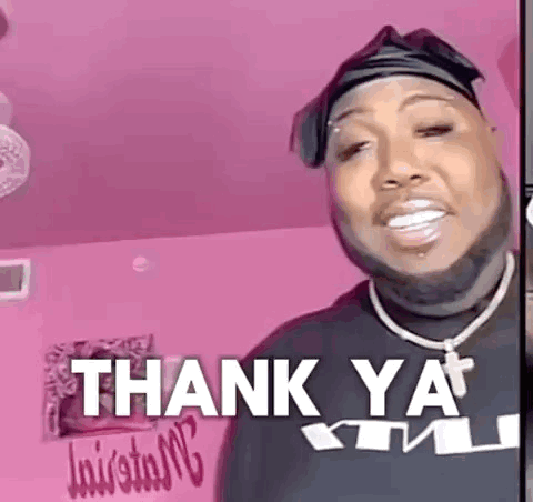 Man Wearing Thank Ya Black Shirt GIF