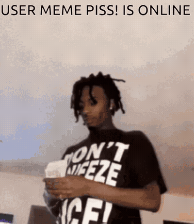 Man Wearing User Meme Piss Shirt Online GIF