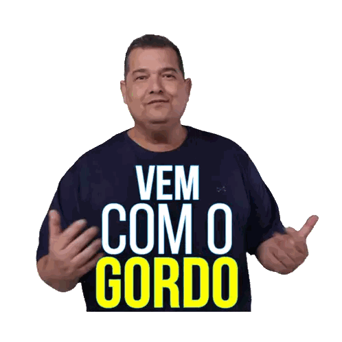 Man Wearing Vem Com O Gordo Shirt Sticker