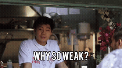 Man Wearing Why So Weak Shirt GIF