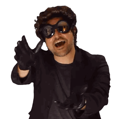 Man Wearing Wig And Goggles Making Funny Face Sticker