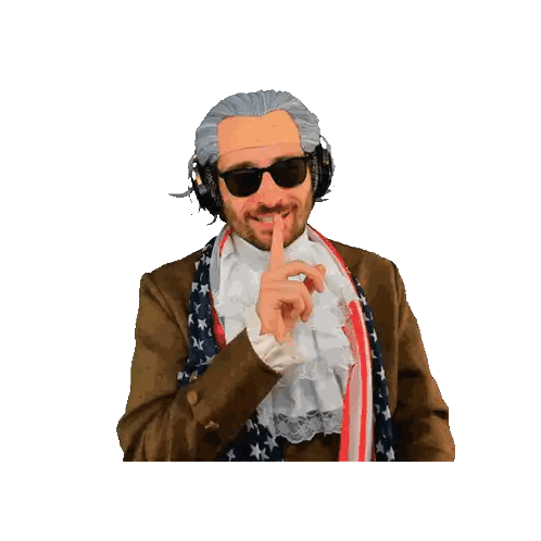 Man Wearing Wig And Headphones Shushing Sticker