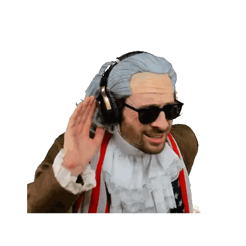 Man Wearing Wig And Headphones With 52 Sticker