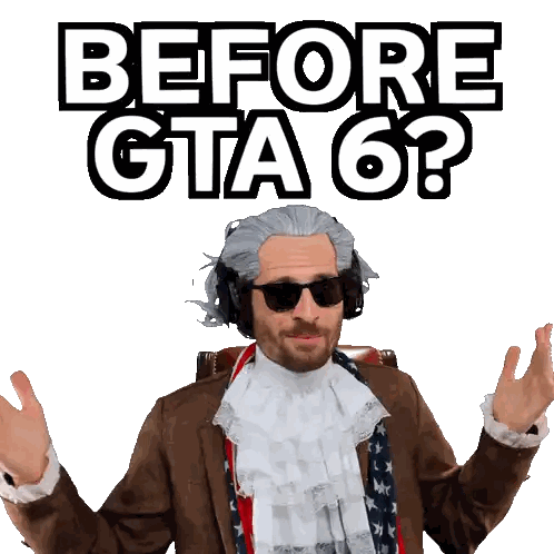 Man Wearing Wig And Sunglasses Asking Before GTA 6 Sticker
