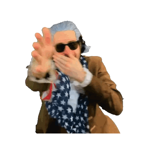 Man Wearing Wig And Sunglasses Pointing Sticker