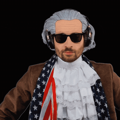 Man Wearing Wig And Sunglasses With Headphones GIF