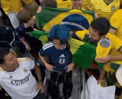 Man White Emirates Fly Better Shirt Surrounded Flags GIF