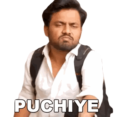 Man White Shirt Black Backpack Saying Puchiy Sticker