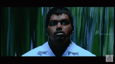 Man White Shirt Blue Light From Head GIF
