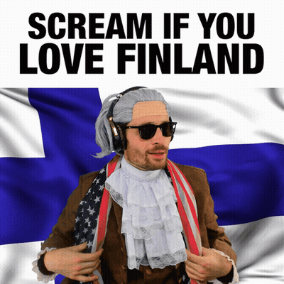 Man Wig Sunglasses Finland Flag Scream If You Love Finland GIF