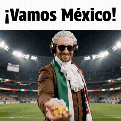 Man Wig Sunglasses Holding Gold Coins Vamos Mexico GIF