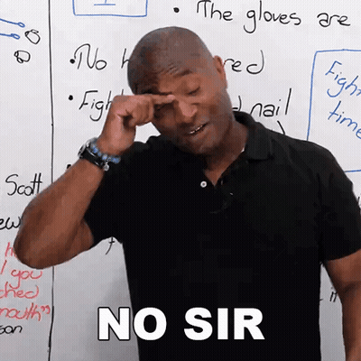Man Wipes Nose In Front Of No Sir Whiteboard GIF