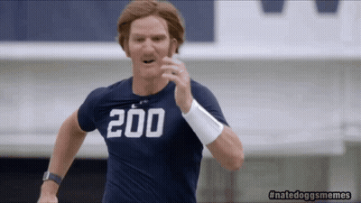 Man With 200 On Shirt Running GIF