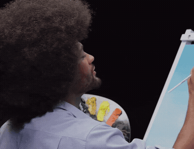 Man With Afro Painting Blue Sky GIF