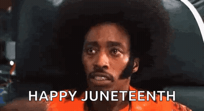 Man With Afro Sitting In Chair Happy Juneteenth GIF