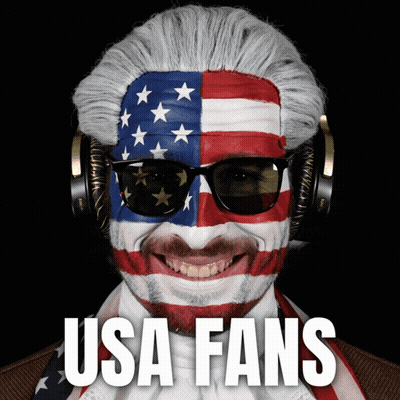 Man With American Flag Face Paint And Headphones GIF