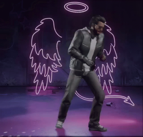 Man With Angel Wings And Halo Dancing GIF