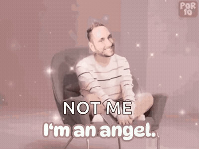 Man With Angel Wings Saying Not Me I'm An Angel GIF